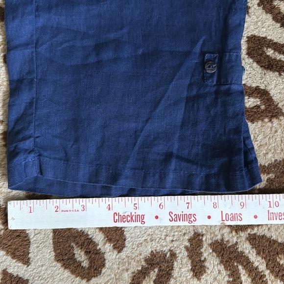 Click by Color Me Cotton 100% Linen Crop Pants Womens L blue pull on Lagenlook - Picture 7 of 9